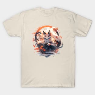 Japanese Kitsune Fox Illustration T-Shirt